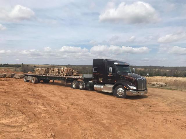 Flatbed on a job-site road